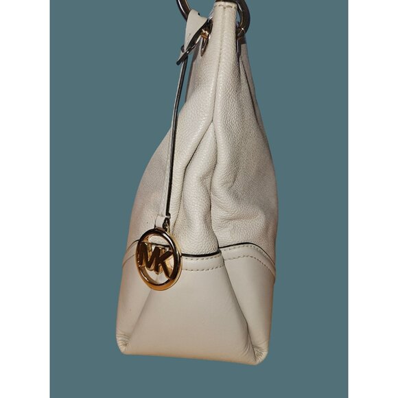 Michael Kors Nicole Leather Pebbled Shoulder Bag Off White or Cream - Picture 3 of 16